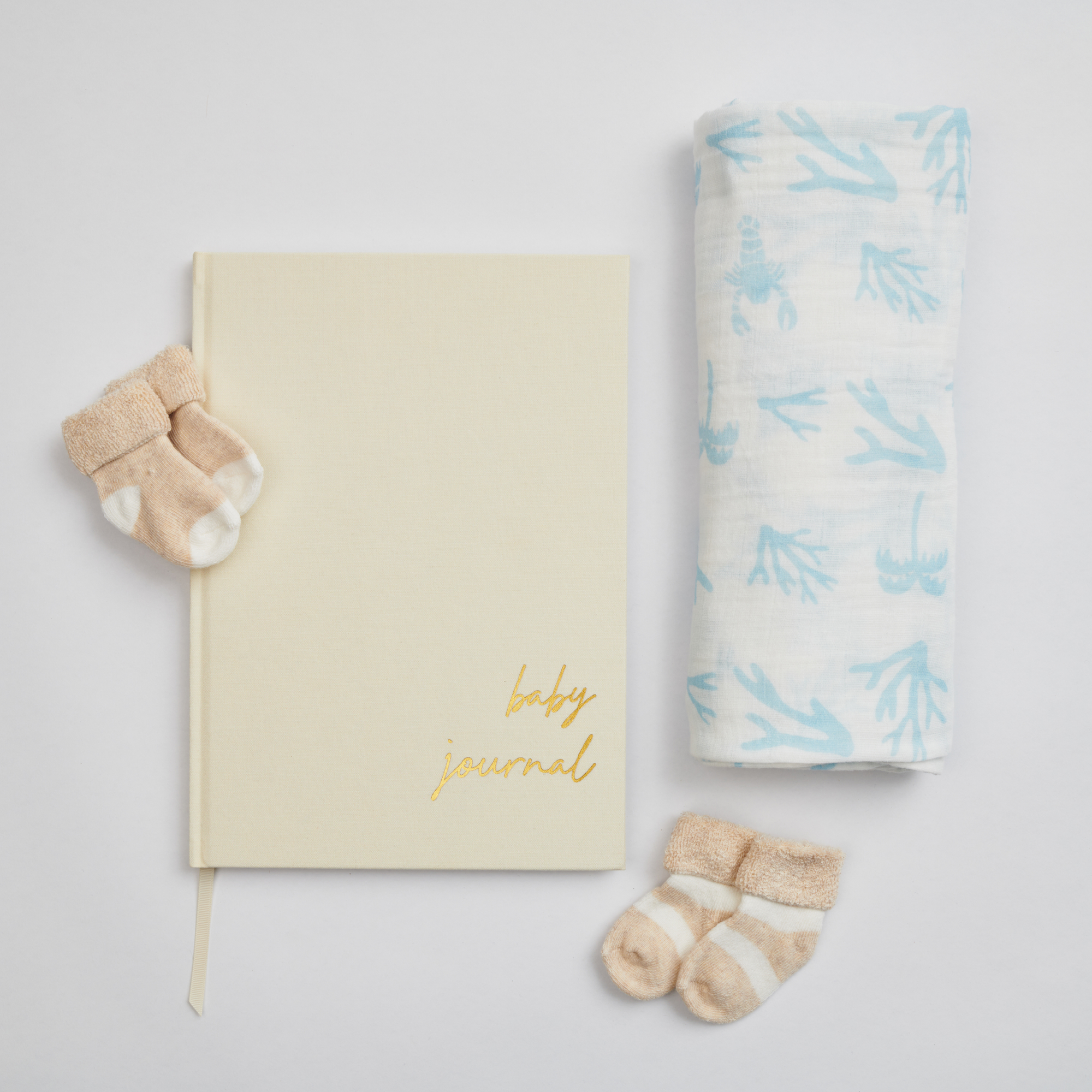 Baby Journal and Organic Muslin Wrap Bundle