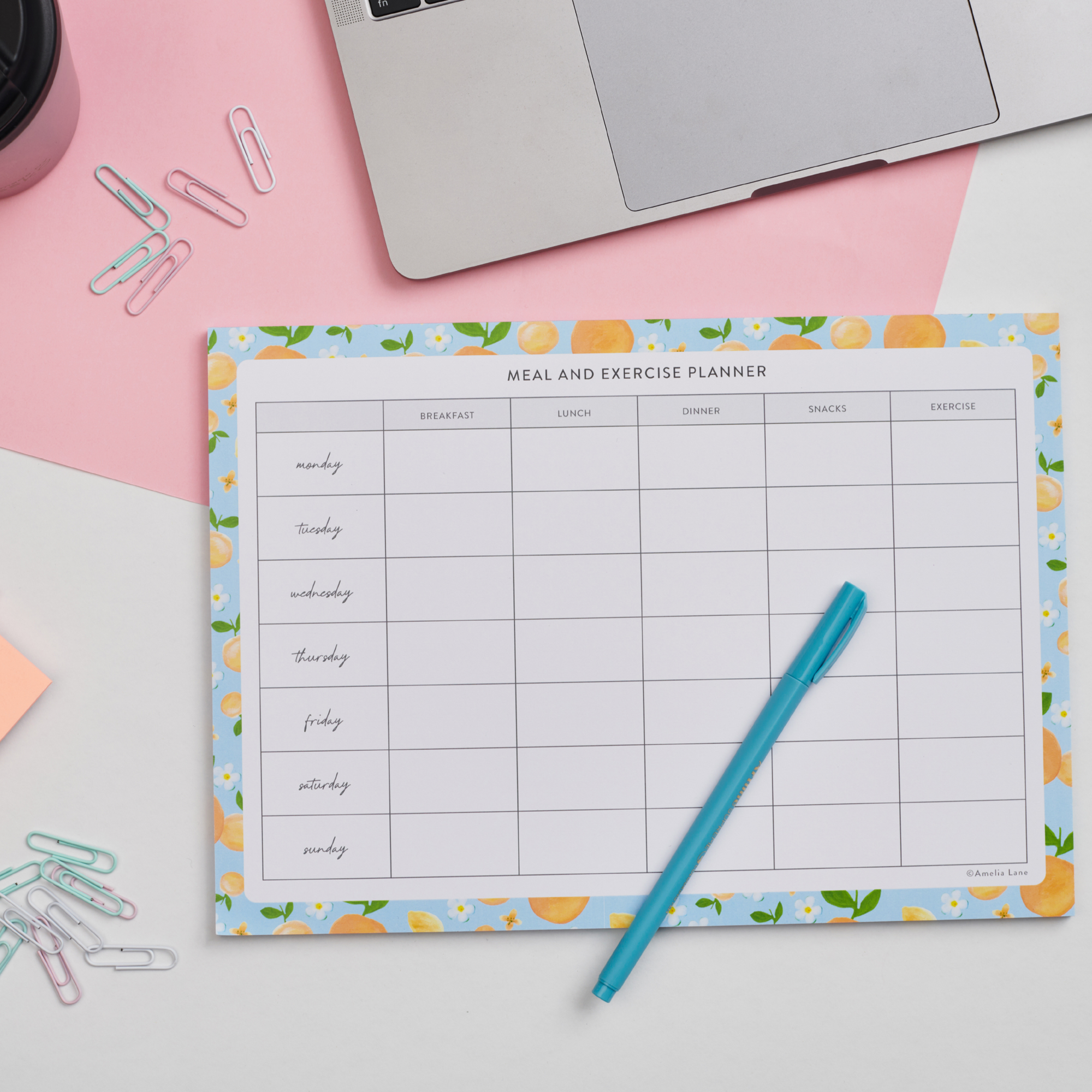 Meal and Exercise Planner Notepad