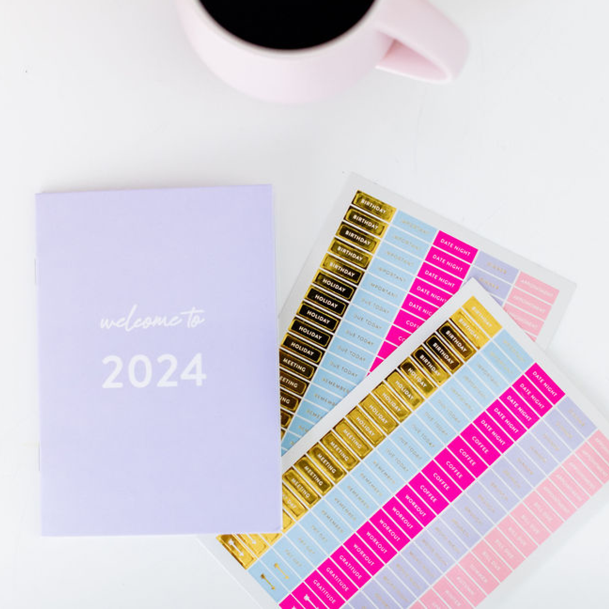 2024 Amelia Lane Life Designer, Compact Weekly (Pastel Palms)