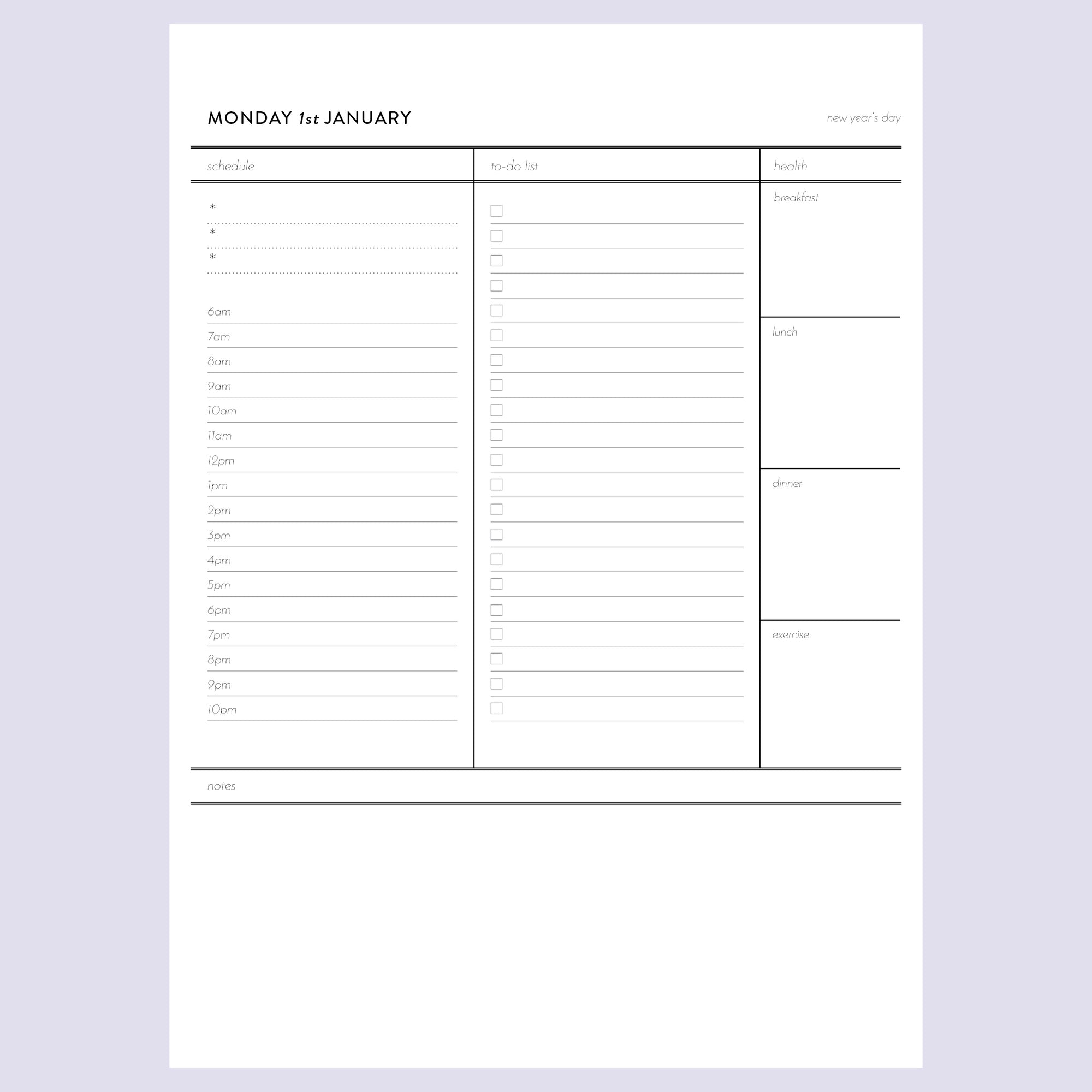 Compact Daily Page Layout