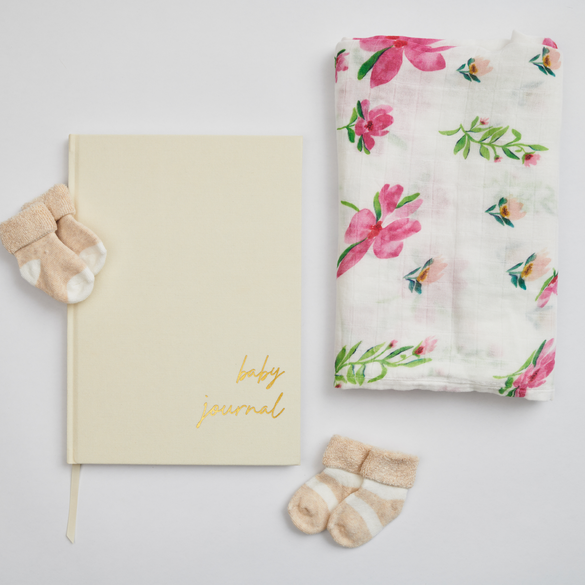 Baby Journal and Organic Muslin Wrap Bundle