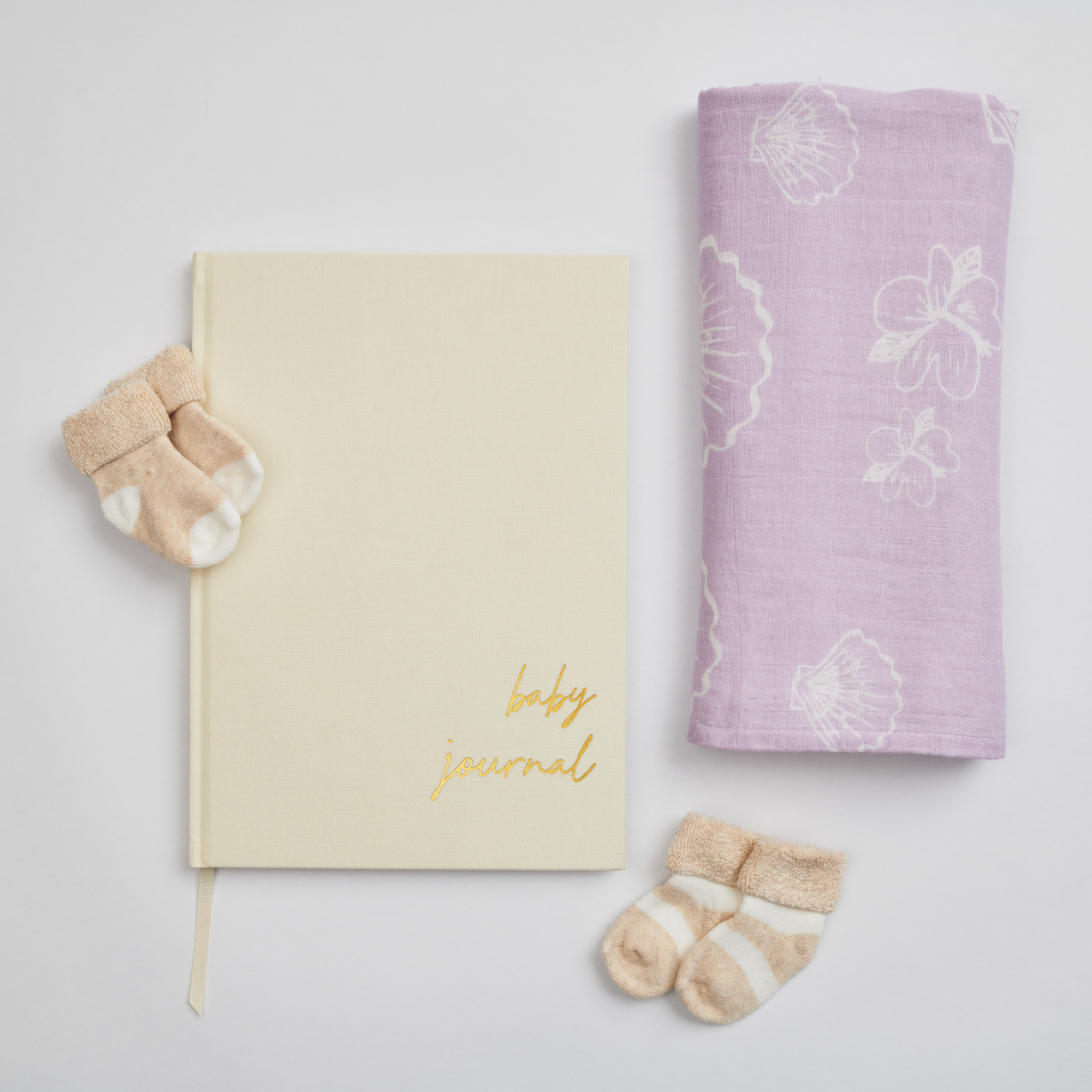 Baby Journal and Organic Muslin Wrap Bundle