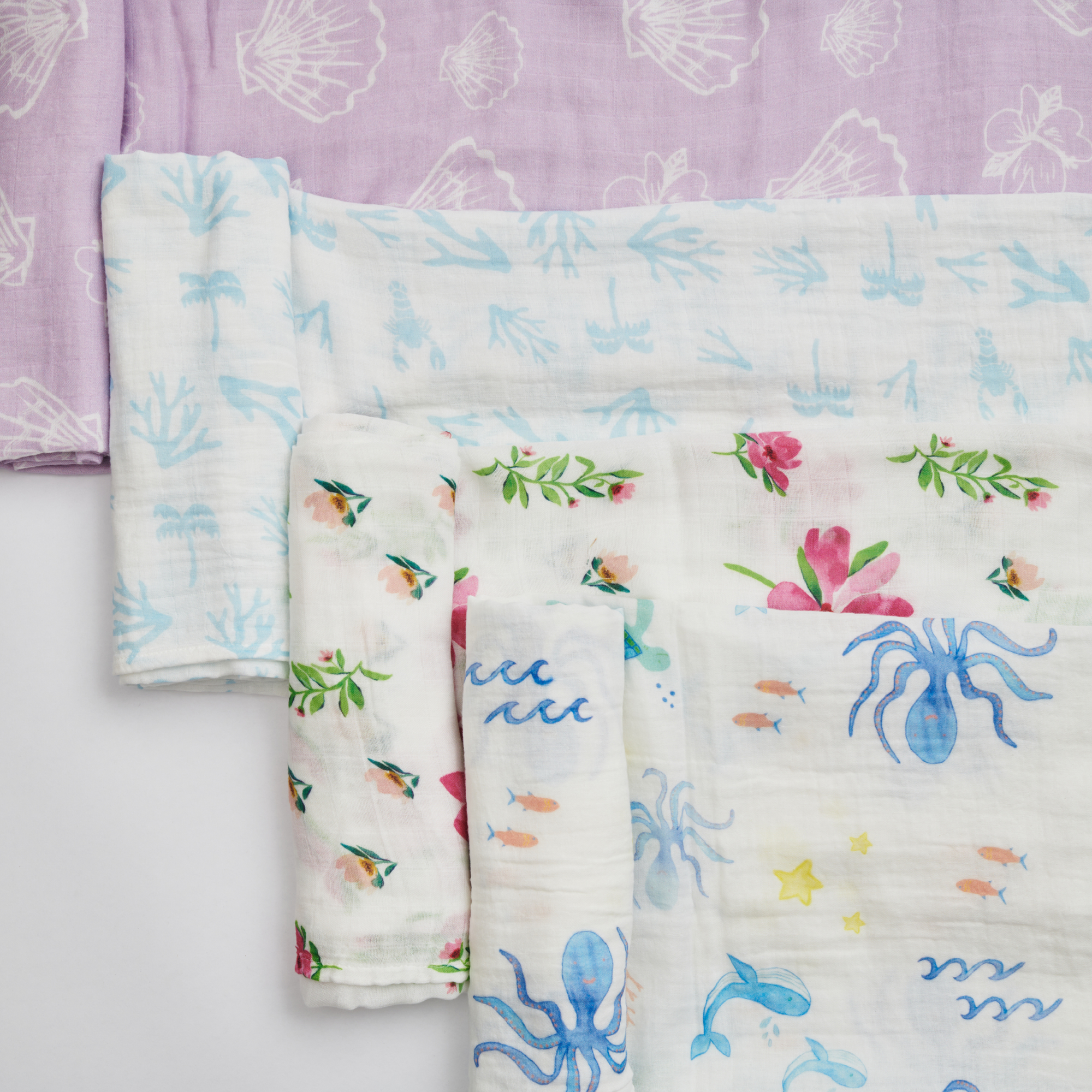 Organic Baby Muslin Wrap (Under the Sea)