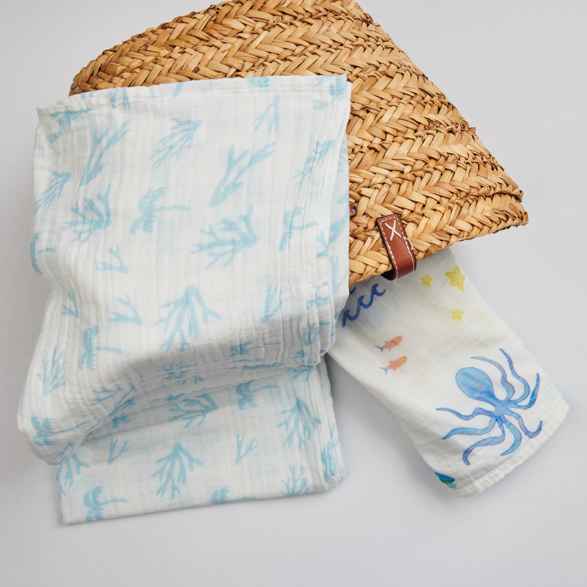 Organic Baby Muslin Wrap (Blue Palms)