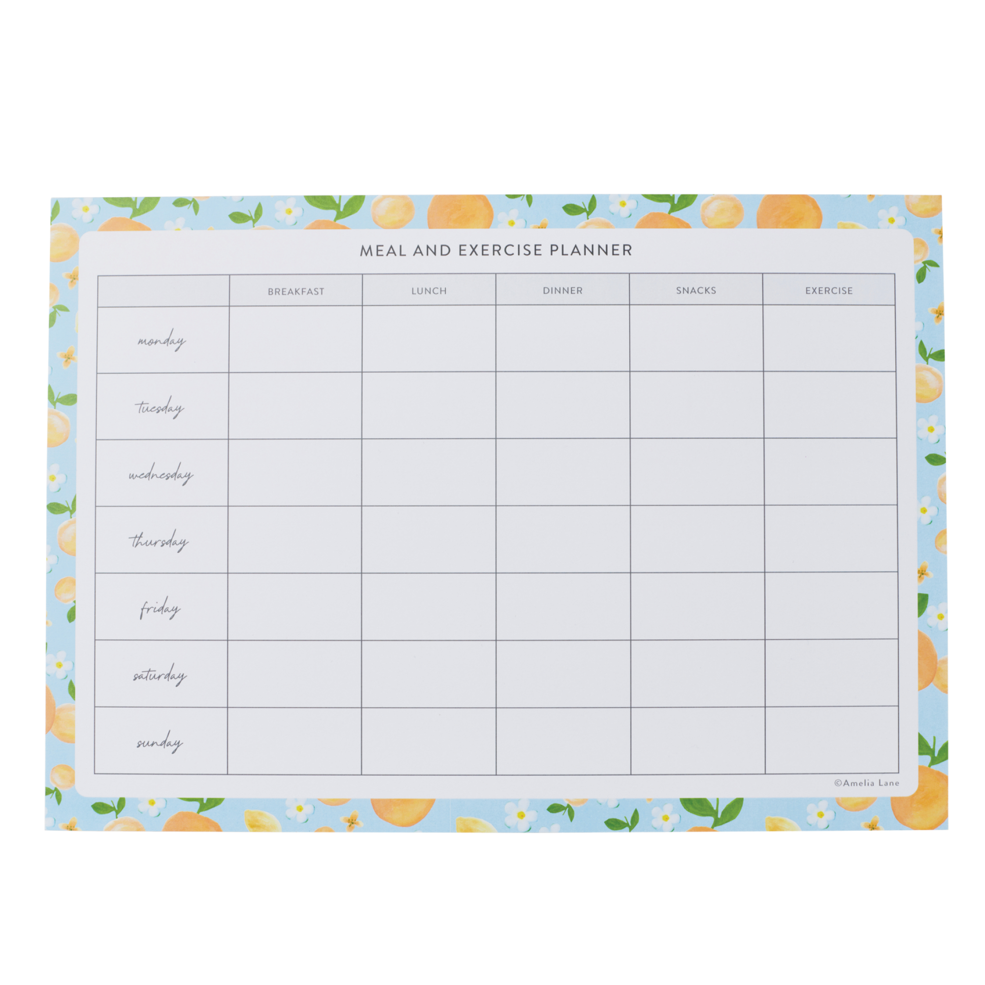 Meal and Exercise Planner Notepad