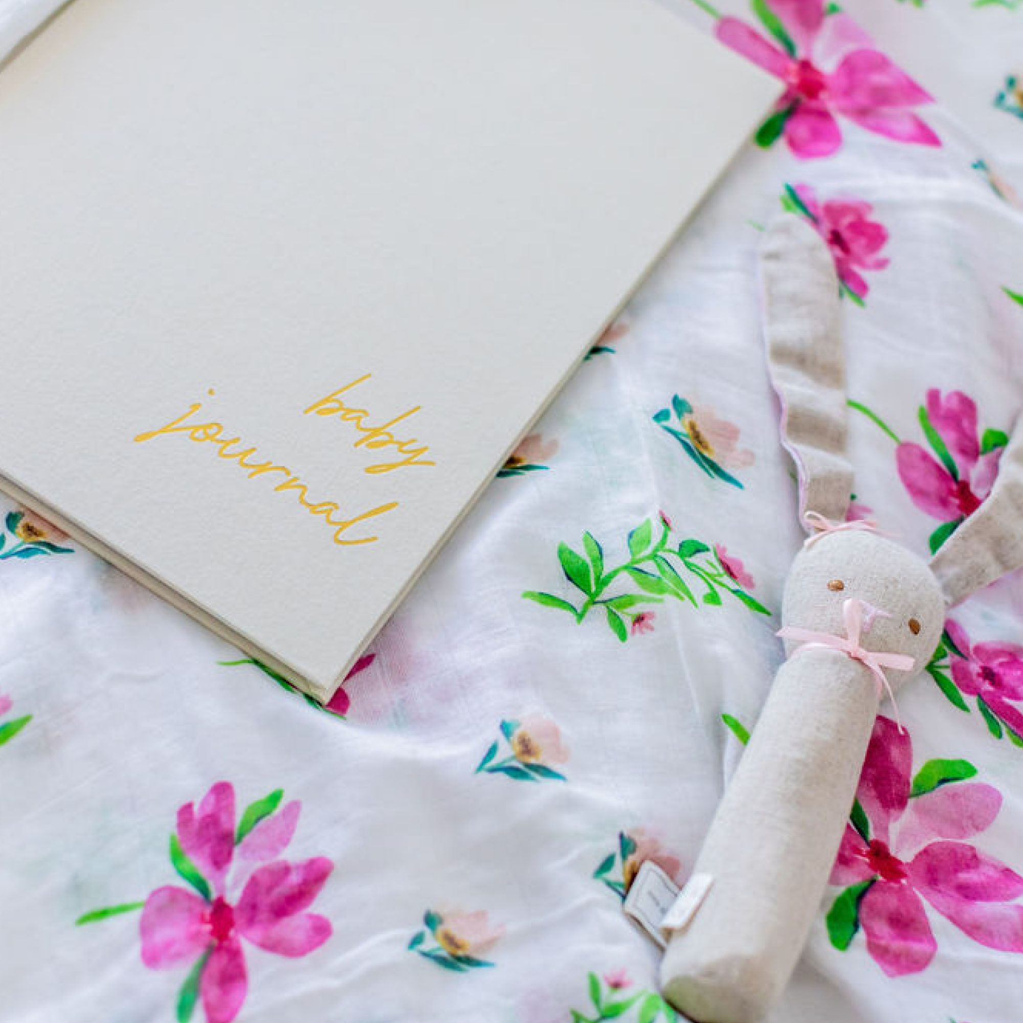 Baby Journal and Organic Muslin Wrap Bundle