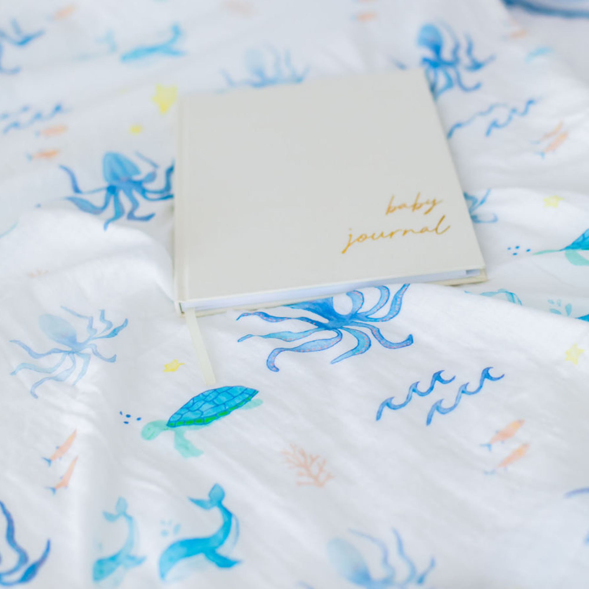 Baby Journal and Organic Muslin Wrap Bundle