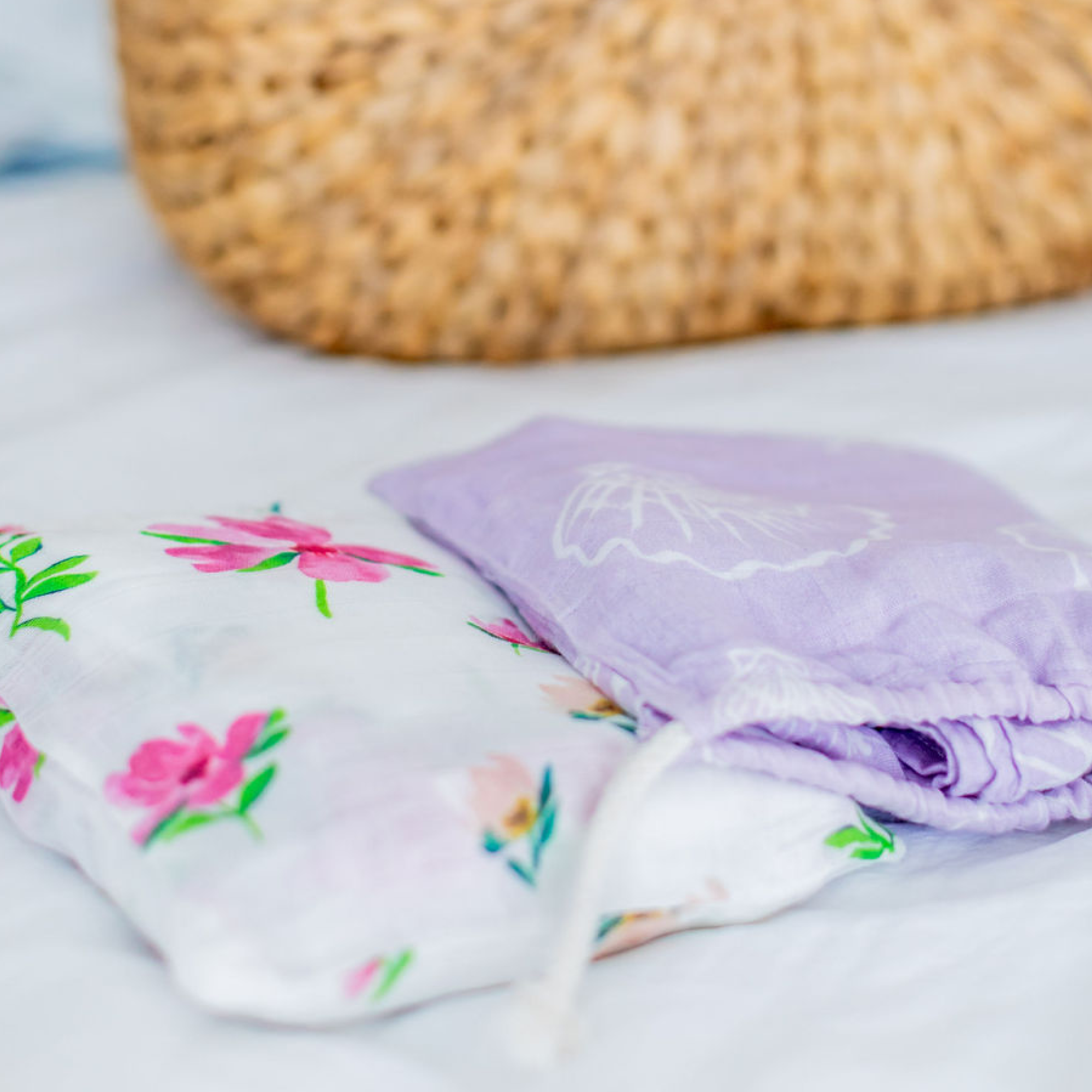 Organic Baby Muslin Wrap (Lilac Shells)