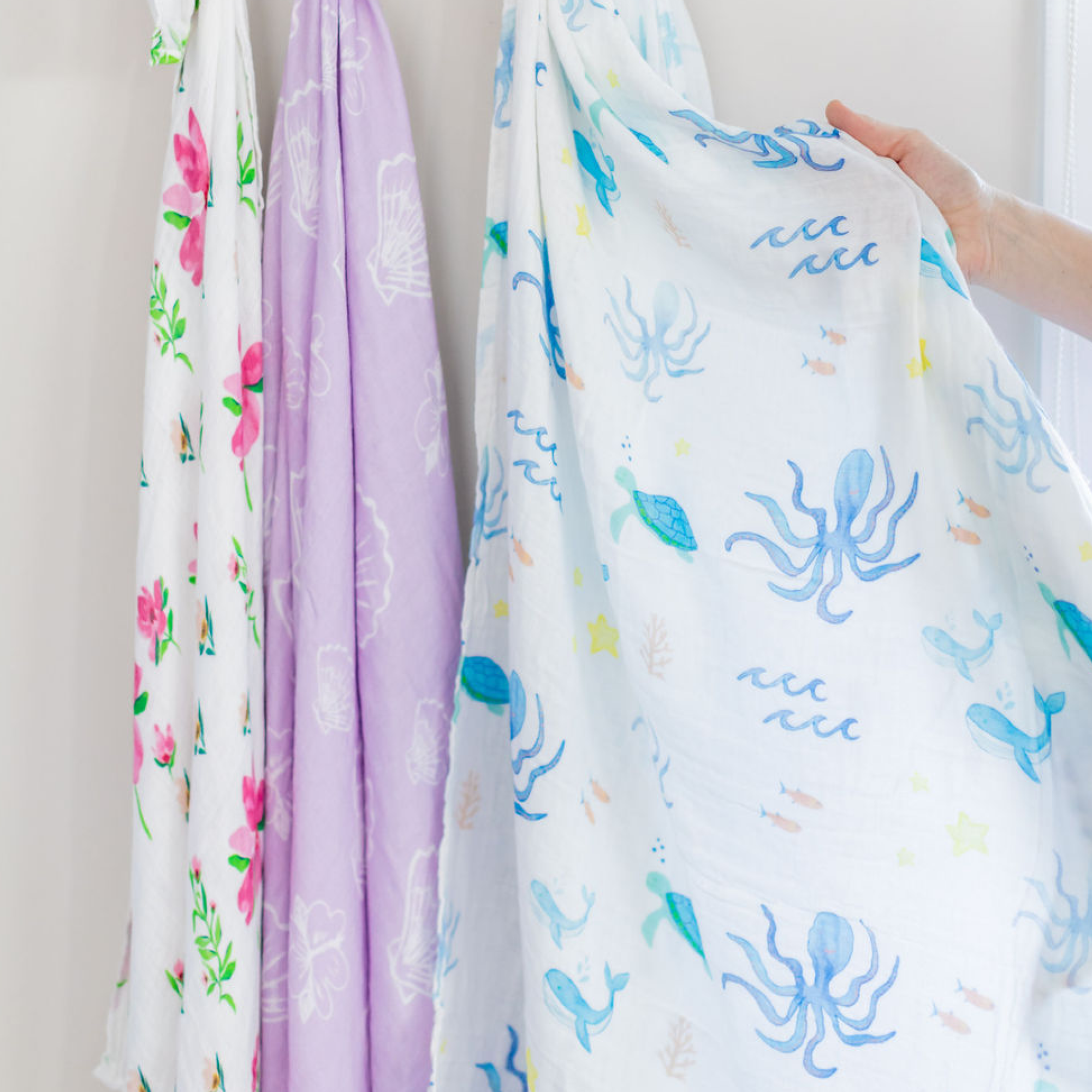 Organic Baby Muslin Wrap (Under the Sea)